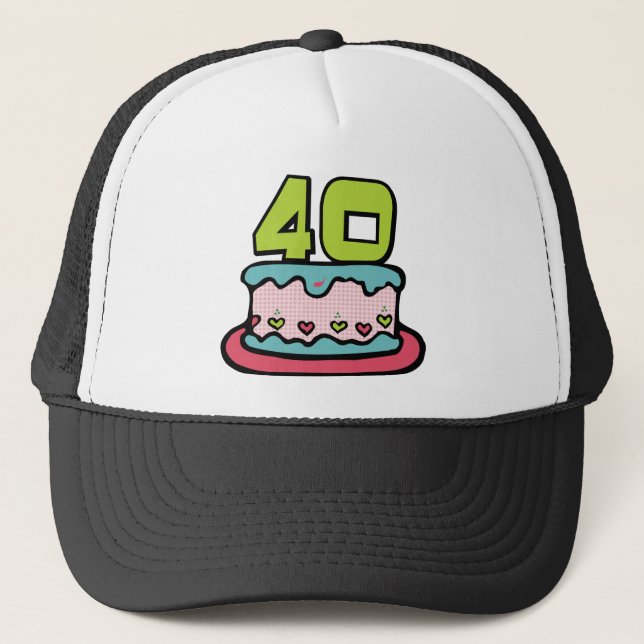 40 Year Old Birthday Cake Trucker Hat (Front)