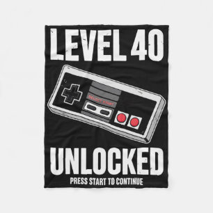 40 Year Old Forty Birthday Gift Level 40 Unlocked Fleece Blanket