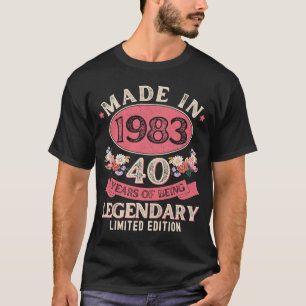 40 year Old Made In 1983 Floral 40th Birthday  Wom T-Shirt
