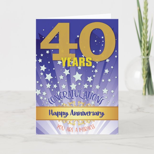 40 Year Recovery Anniversary Bold Numeral Card (Front)