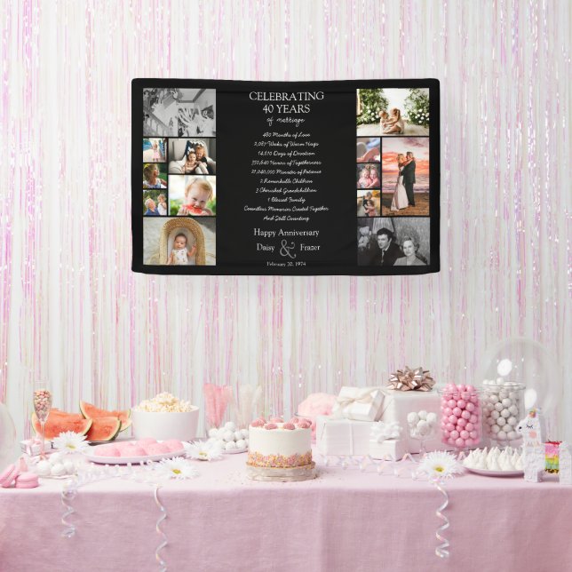 40 year wedding anniversary photo collage editable banner (Party)