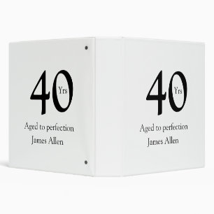 40 years aged to perfection birthday name simple binder
