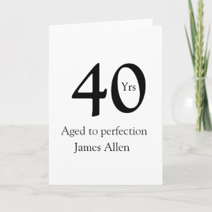 40 years aged to perfection birthday name simple card