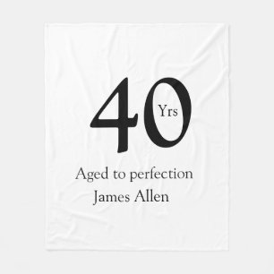 40 years aged to perfection birthday name simple fleece blanket