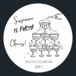 40 years Birthday Champagne tower funky Classic Round Sticker<br><div class="desc">Hand written and hand-illustrated 40 years birthday favour sticker featuring a festive champagne tower. Cheers!</div>