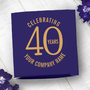 40 years blue gold business anniversary logo favor box