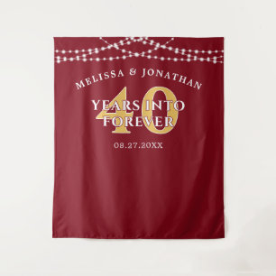 40 YEARS INTO FOREVER Ruby Anniversary Backdrop Tapestry
