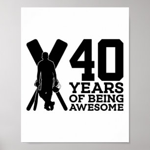 40 Years Of Being Awesome Cricket 40th Birthday Poster