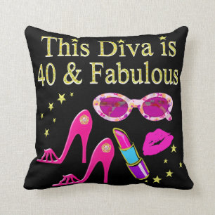 40 YEARS OLD AND A FABULOUS DIVA THROW PILLOW