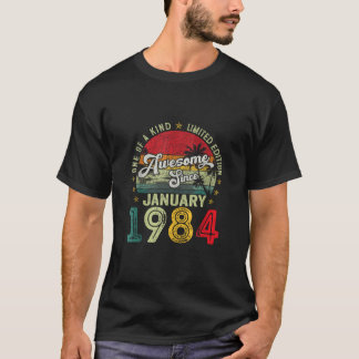 40 Years Old January 1984 Vintage Retro 40th Birth T-Shirt