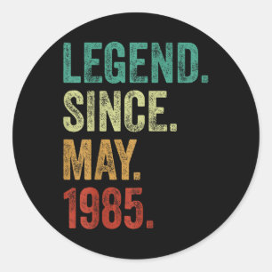 40 Years Old Legend Since May 1985 40th Birthday  Classic Round Sticker