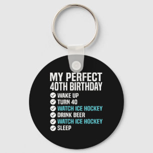 40 Years Old Perfect 40th Birthday Ice Hockey 40th Keychain