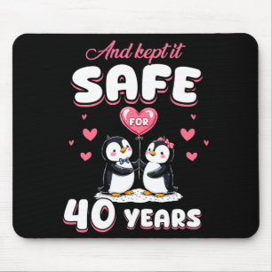 40 Years Wedding Anniversary Penguin Couples Match Mouse Pad