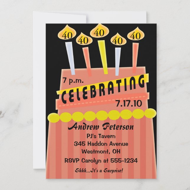 40e - 49e anniversaire Invitation personnalisée (Devant)