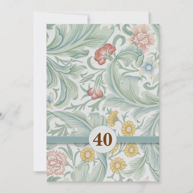 40e anniversaire belles invitations vintages (Devant)