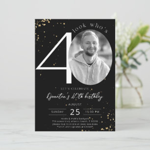 40e anniversaire Black Gold Invitation avec photo