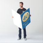 40e Anniversaire Bleu et Or extra grand Jumbo