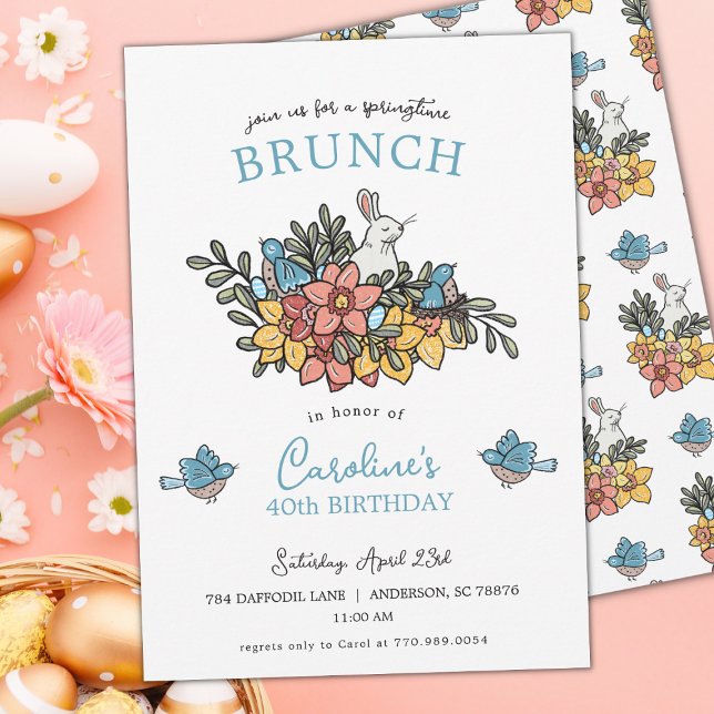 40e anniversaire Brunch Springtime Invitation (Créateur téléchargé)