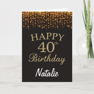 40e anniversaire Carte d'Parties scintillant noire