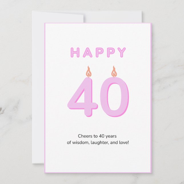 40e Anniversaire Carte rose (Devant)