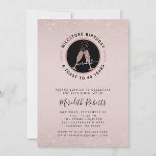 40e anniversaire Champagne Toast Party Invitation