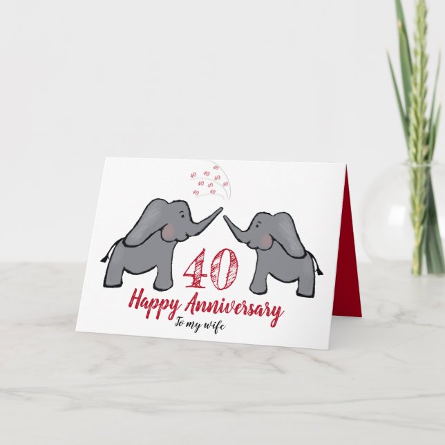 40e anniversaire de mariage de rubis femme carte é (Devant)