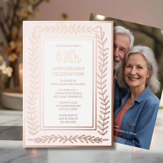 40e anniversaire de Mariage Invitation Rose botani (Créateur téléchargé)