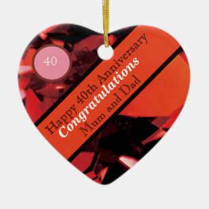 40e anniversaire de Mariage Ornement en céramique