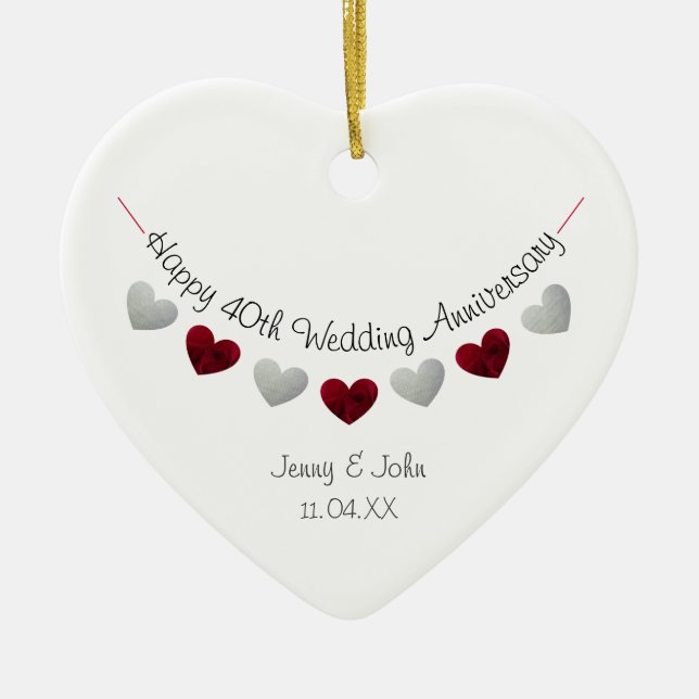 40e anniversaire de ruby mariage ornement de coeur (Devant)