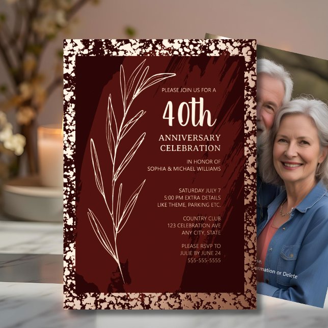 40e anniversaire du Mariage Invitations Art unique (Créateur téléchargé)