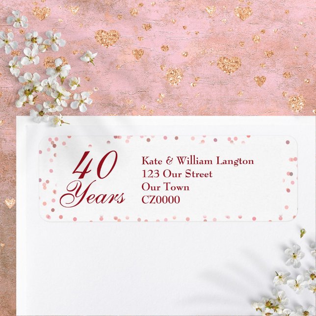 40e anniversaire du Mariage Ruby Confetti (40th Wedding Anniversary Ruby Confetti Label)