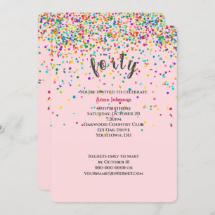 40e Anniversaire Fête confetti Invitation