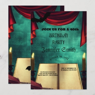 40e anniversaire fête gothique rouge Invitation