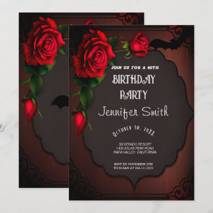 40e anniversaire fête gothique rouge Invitation