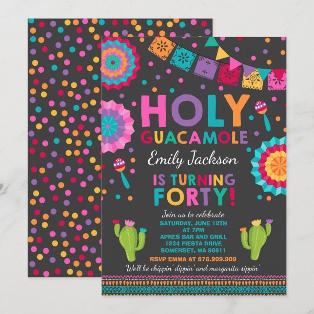 40e anniversaire Fiesta Invitation Saint Guacamole (Devant / Derrière)