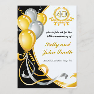 40e anniversaire Gold & Silver Invitation d'annive