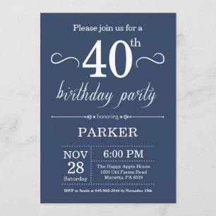 40e anniversaire Invitation Bleu