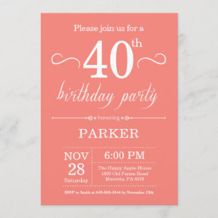 40e anniversaire Invitation Coral