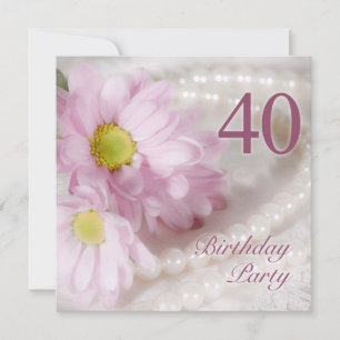 40e anniversaire invitation de fête avec marguerit