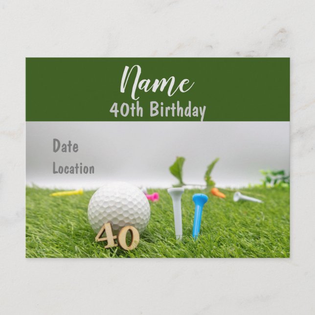 40e anniversaire invitation fête sur vert (Devant)
