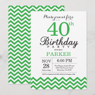 40e anniversaire Invitation Green Chevron
