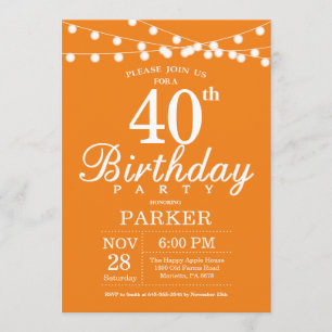 40e anniversaire Invitation Orange