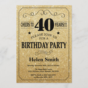 40e anniversaire Invitation Parties scintillant no