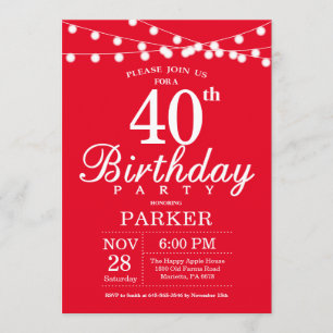 40e anniversaire Invitation Rouge