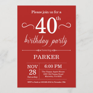 40e anniversaire Invitation Rouge