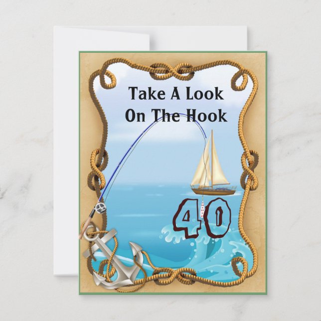 40e anniversaire Invitations de pêche pour les hom (Devant)