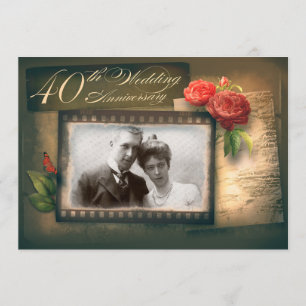 40e anniversaire mariage photo invitations vintage