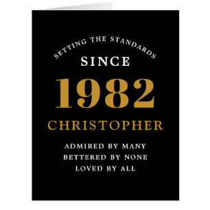 40e anniversaire Nom 1982 Black Gold Elegant Card