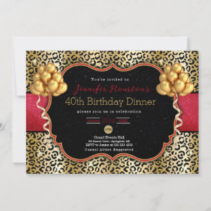 40e anniversaire ou tout âge Léopard invitation