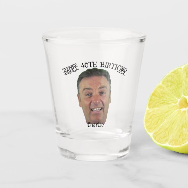 40e anniversaire Photo personnalisée verre de tir  (Devant)
